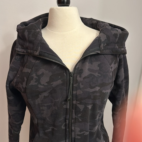Lululemon black/grey incognito Scuba Camo hoodie Scuba Full-Zip, cotton, sz 10 - Picture 2 of 8